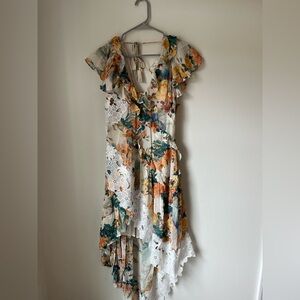 Anthropologie Multicolor Asymmetrical Dress with Lace